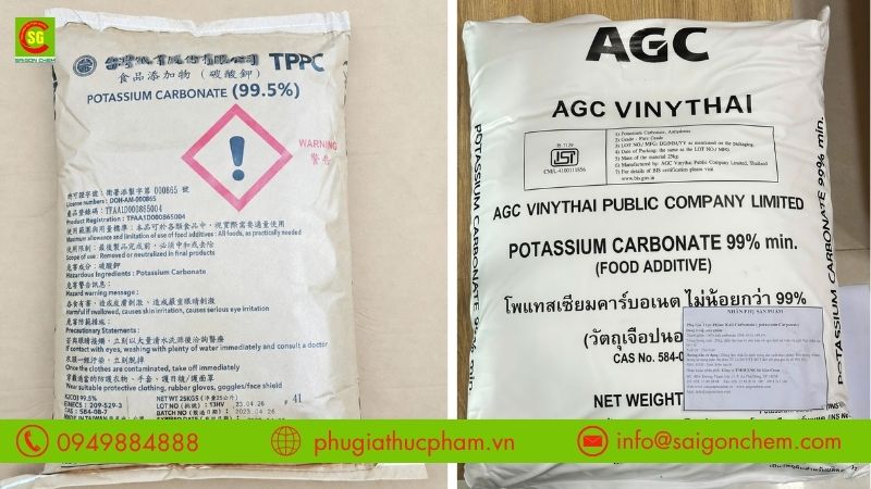 So sánh K2CO3 Thái Lan và Đài Loan về nguồn gốc, thông số chất lượng và chi phí sử dụng trong sản xuất thực phẩm