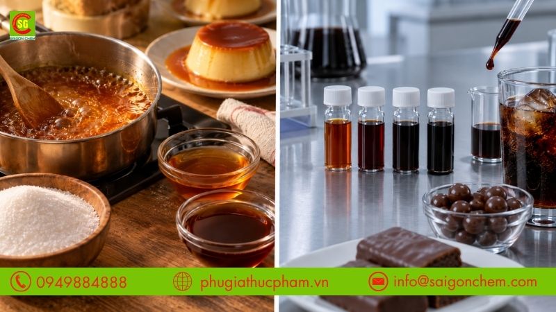 So sánh Màu Caramel và màu nâu nhân tạo