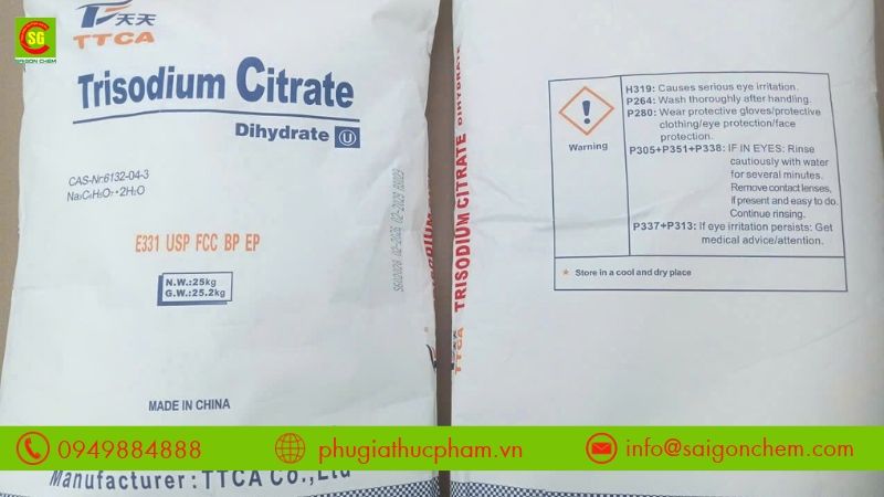 Sodium Citrate Thái Lan cần được xếp trên pallet và bảo quản trong kho khô ráo, thoáng mát