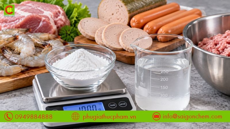 Tetrasodium Pyrophosphate (TSPP) được định lượng theo công thức, sử dụng trong chế biến thịt và hải sản