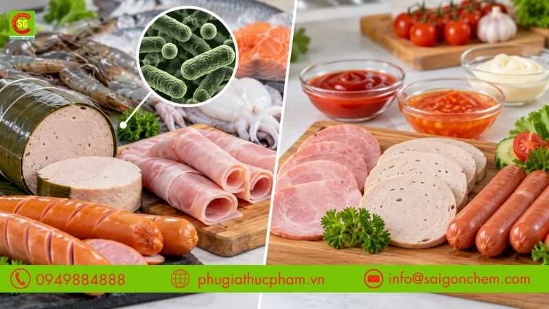 Thịt nguội, giò chả và hải sản chế biến cần kiểm soát vi sinh để hạn chế hư hỏng trong quá trình bảo quản