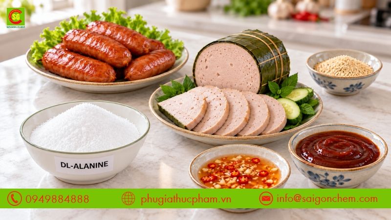 Ứng dụng chất lưu vị trong giò chả, xúc xích, nước chấm, hạt nêm và nước sốt để cân bằng hương vị, tạo hậu vị ngọt dịu