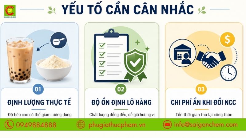 Yếu tố cần cân nhắc khi lựa chọn bột béo thực vật