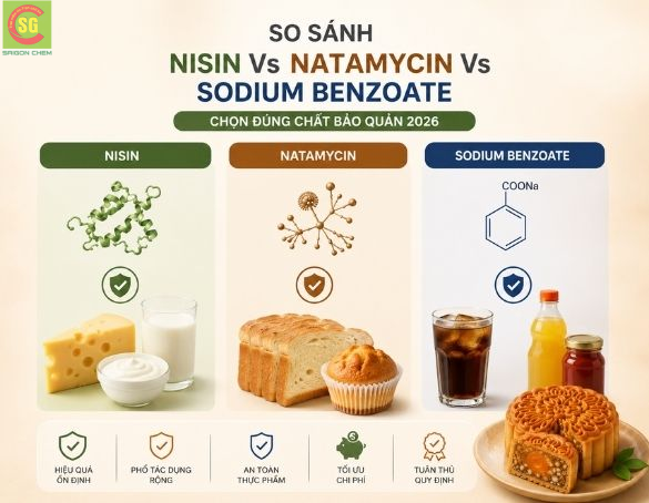 So Sánh Nisin Vs Natamycin Vs Sodium Benzoate: Chọn Đúng Chất Bảo Quản 2026